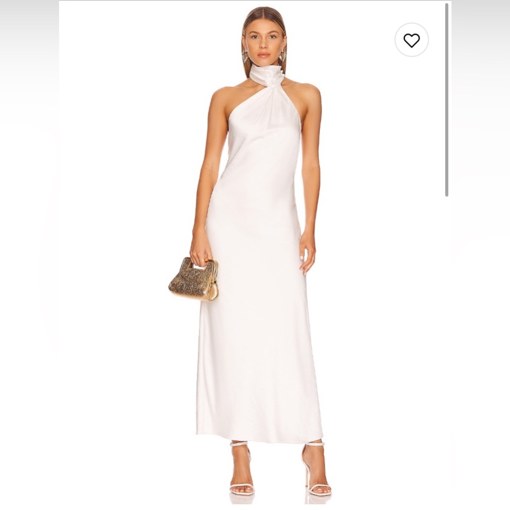 Elegant White Backless Halter Maxi Dress